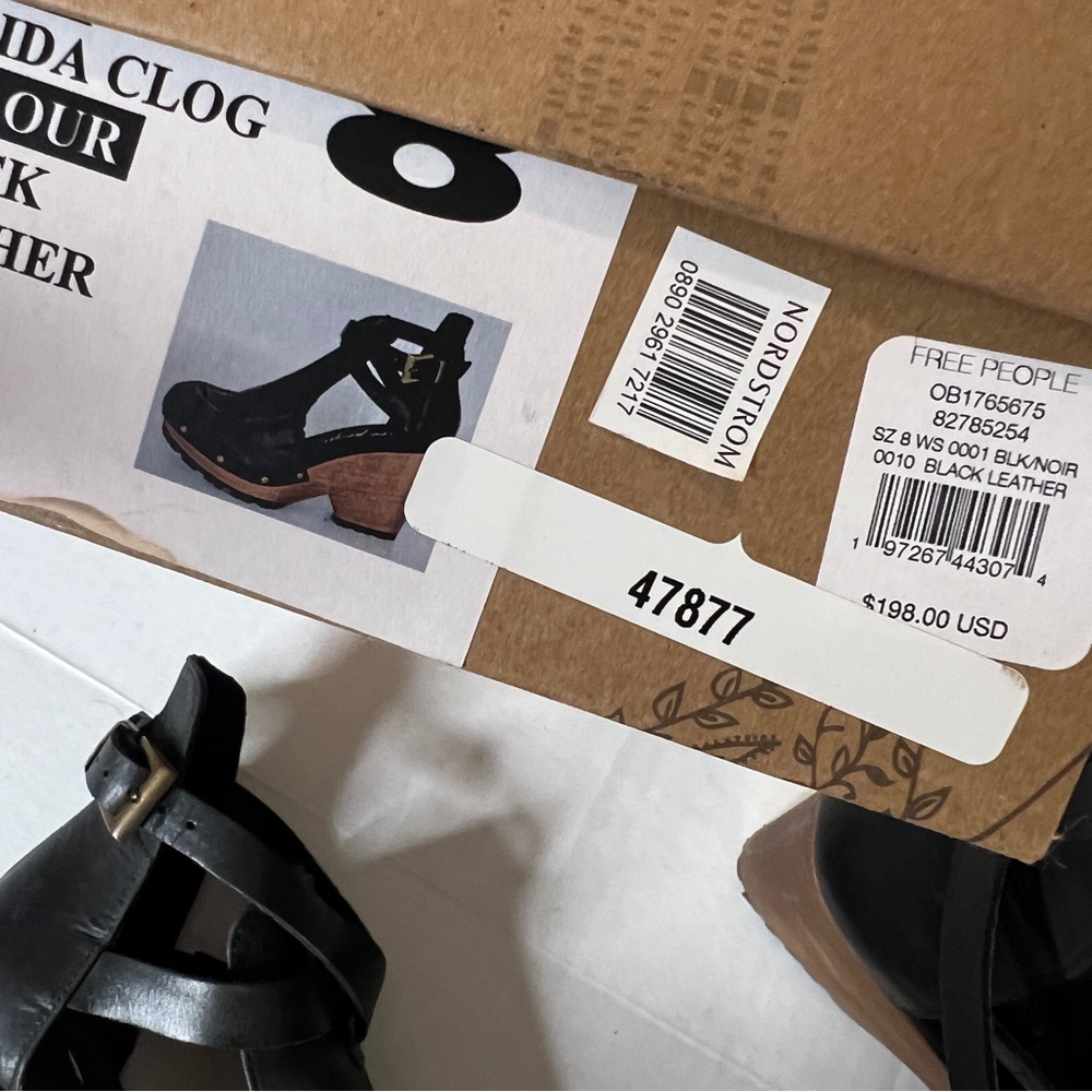 Free People Black Leather Salida Clog Wedges 8.5 - Picture 9 of 15